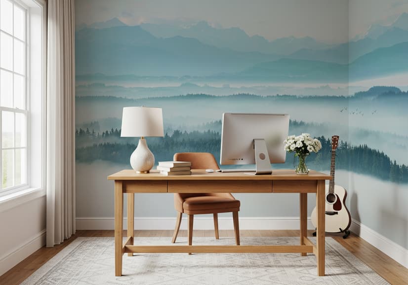 Misty Forest Landscape Wallpaper Mural