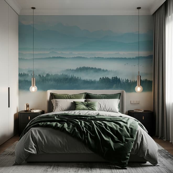 Misty Forest Landscape Wallpaper Mural