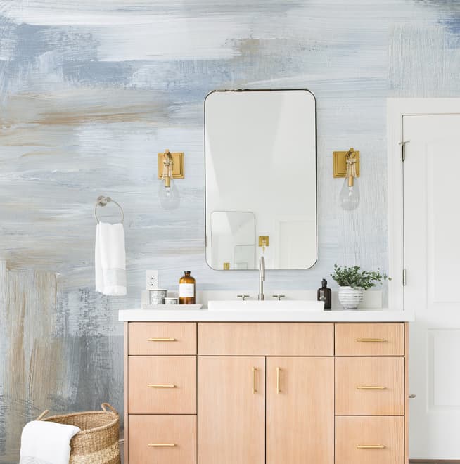 Soft Turquoise Brush Wallpaper Mural