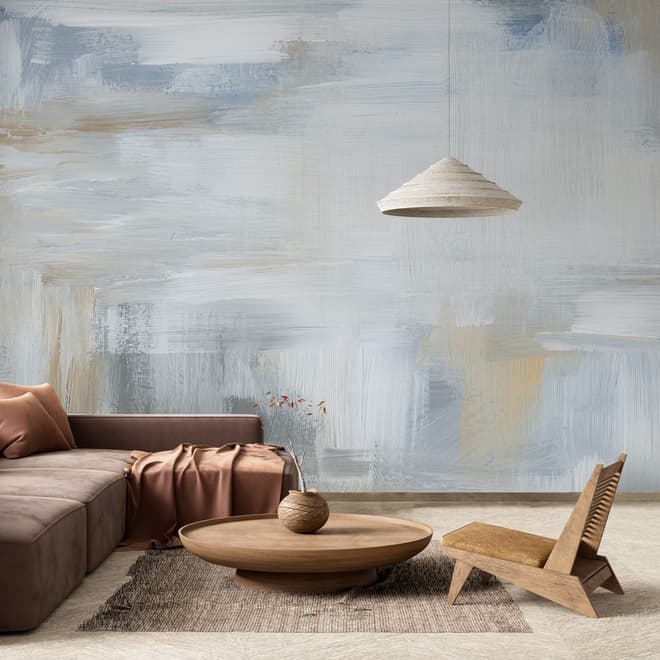 Soft Turquoise Brush Wallpaper Mural