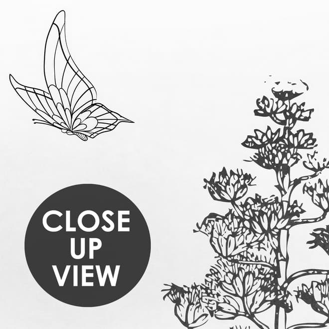 Monochrome Cactus Floral with Flamingo Drawing Wallpaper Mural