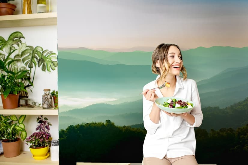 Misty Mountain Green Forest Scenic Wallpaper Mural