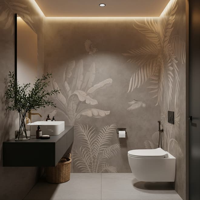 Monochrome Brown Nostalgic Rainforest Wallpaper Mural