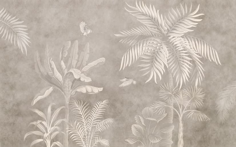 Monochrome Brown Nostalgic Rainforest Wallpaper Mural