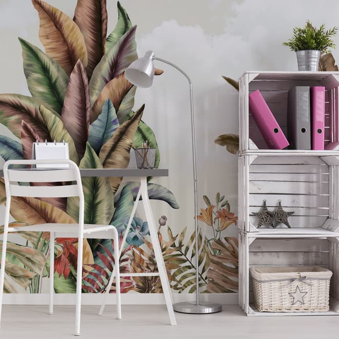 Vintage Tropical Leaf Wallpaper Mural