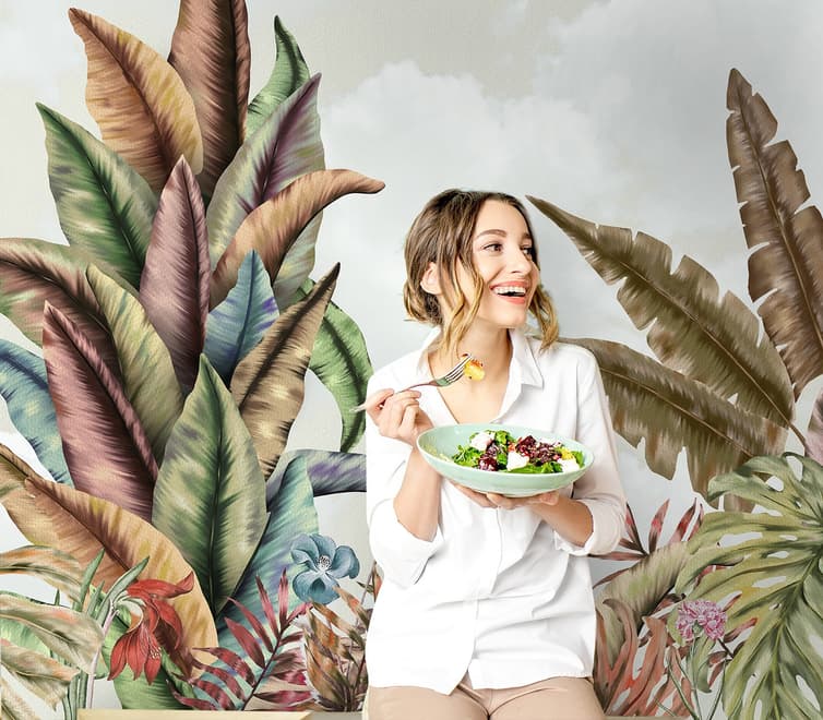 Vintage Tropical Leaf Wallpaper Mural
