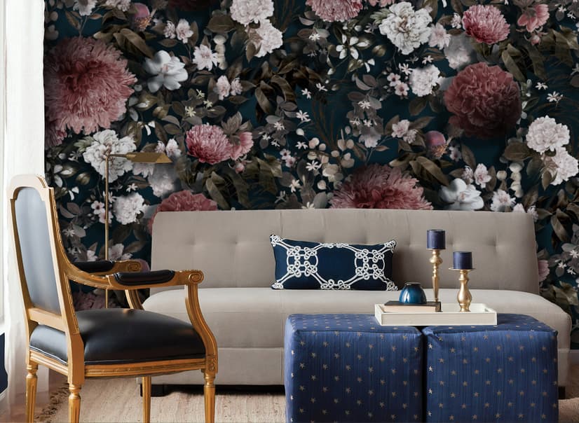 Vintage Dark Florals Wallpaper Mural