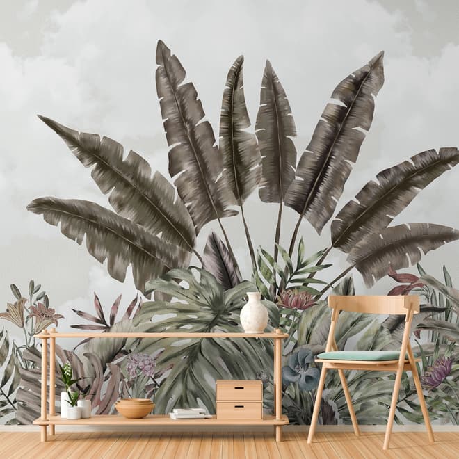 Vintage Tropical Leaf Wallpaper Mural