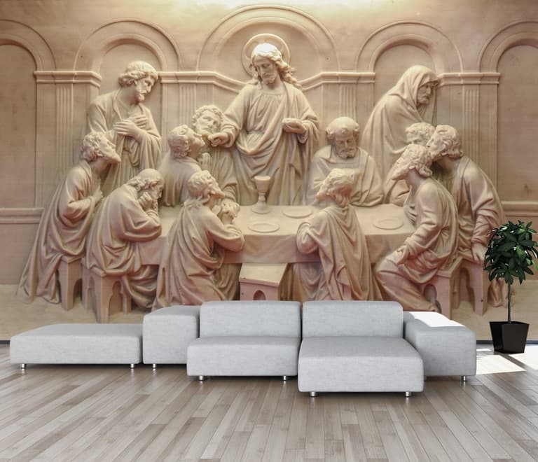Papier peint Sculpture religieuse en ciment