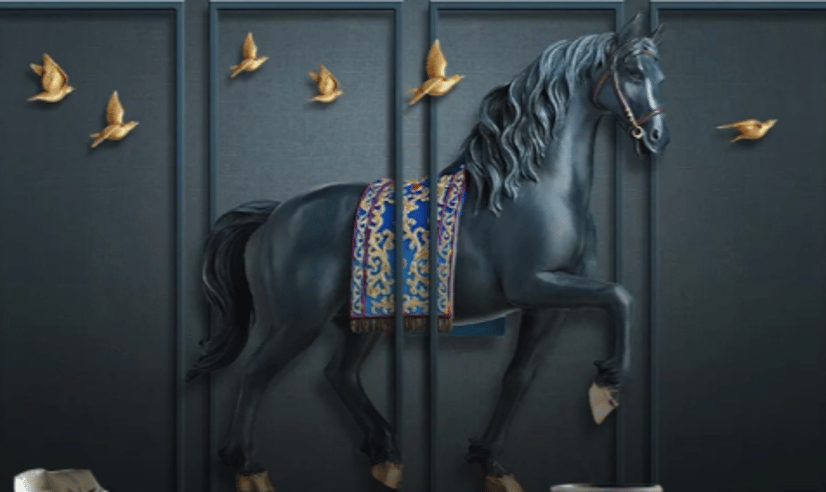 3D Embossed Look Dark Horse Wallpaper Mural