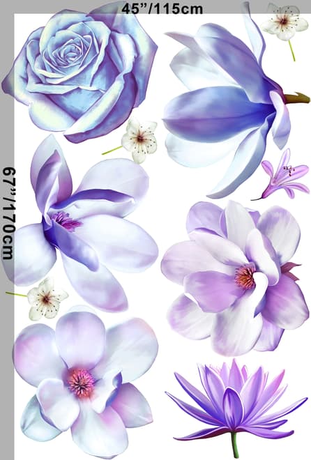 3D Floral Purple Daisy Lily Orchid Flower Bouqets Wall Decal Sticker