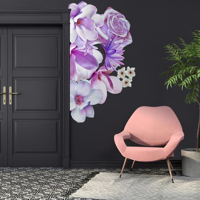 3D Florales Pinkes Lilien-Orchideen-Rosen Wandtattoo
