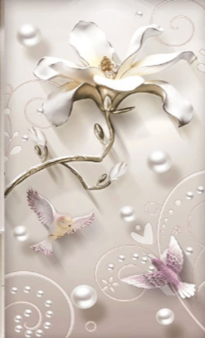 3D-Look Blumen mit Perlen Lux Blumen Fototapete