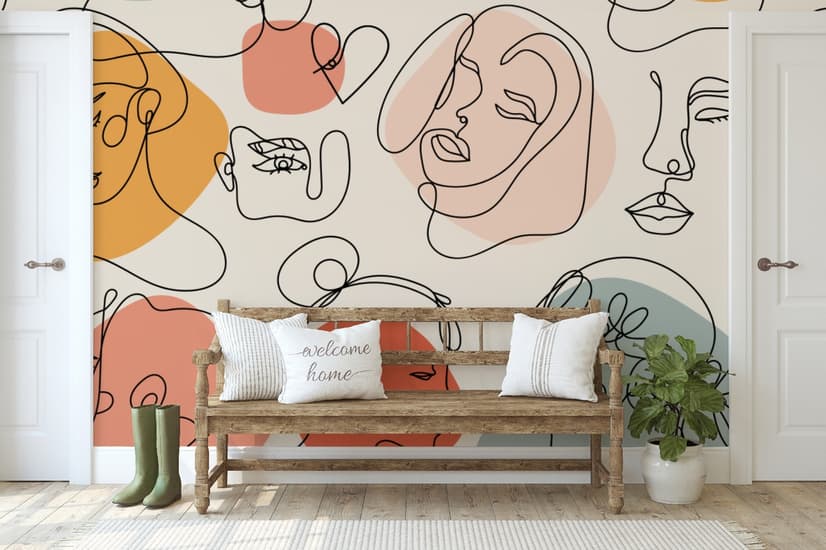 Colorful Abstract Faces Wallpaper Mural