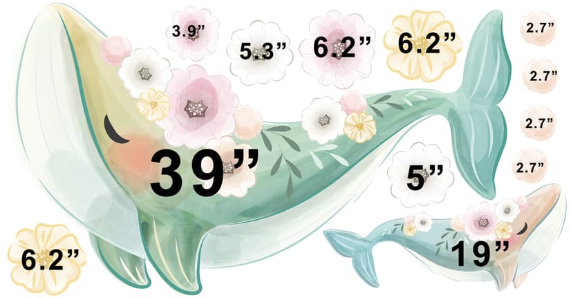 Kids Cute Whale Sea Animals Wall Decal Sticker
