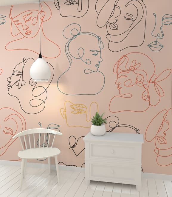 Abstract Pink Faces Wallpaper Mural