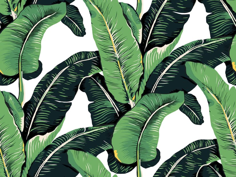 Green Banana Leaf Pattern Wallpaper Mural
