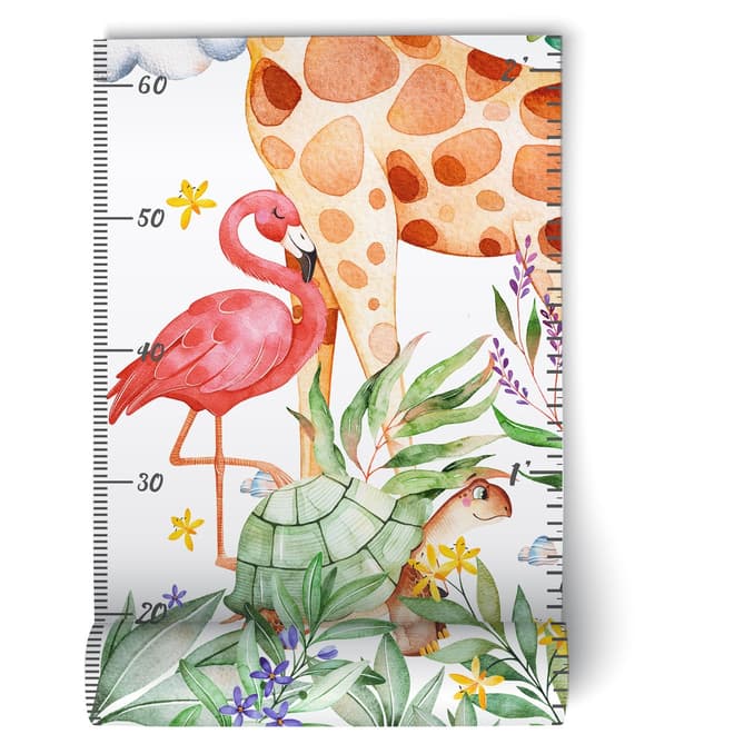 Tableau des tailles pour enfants avec animaux tropicaux Stickers muraux