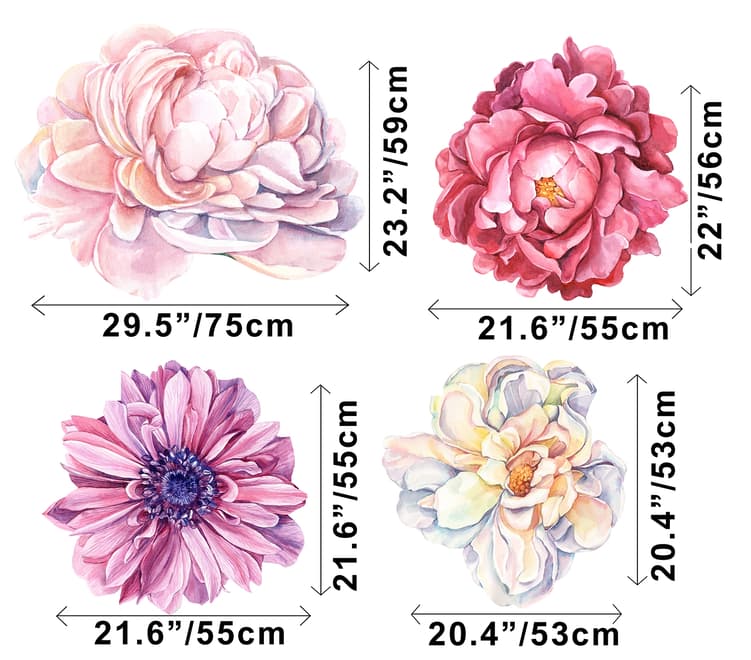Aquarell Rosa Pfingstrose Tulpe Gänseblümchen Blumenstrauß Wandtattoo