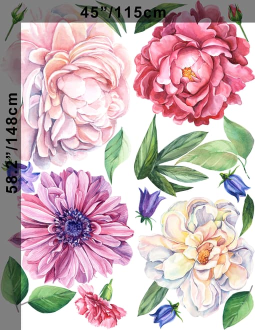 Aquarell Rosa Pfingstrose Tulpe Gänseblümchen Blumenstrauß Wandtattoo