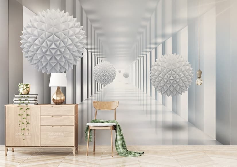 3D Look Abstract Corridor Wallpaper Mural