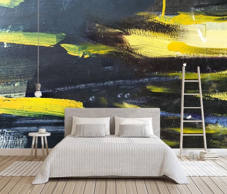 Oil Painting Black Yellow Splash Wallpaper Mural