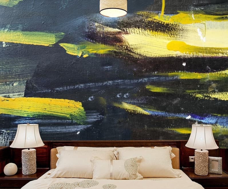 Oil Painting Black Yellow Splash Wallpaper Mural