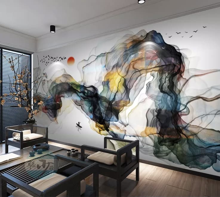 Watercolor Colorful Abstract Smoke Wallpaper Mural