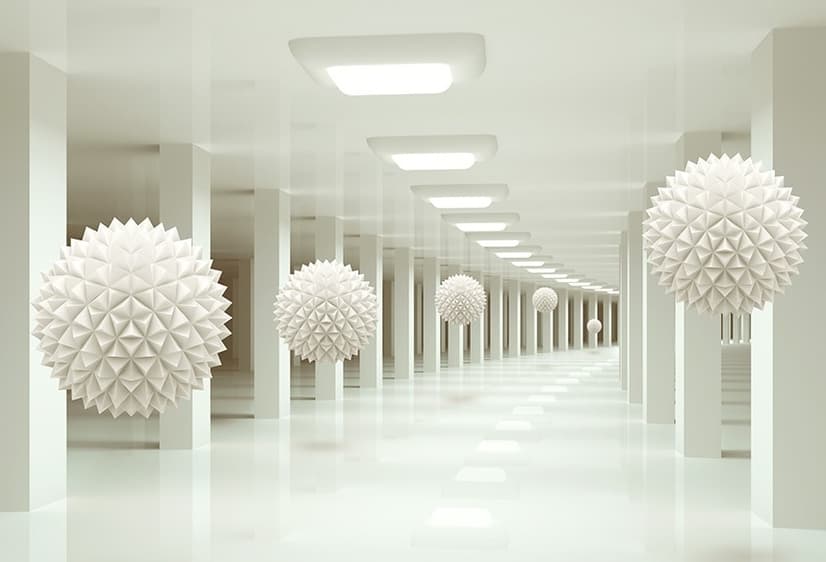 Abstract Corridor and Nordic Ball Wallpaper Mural