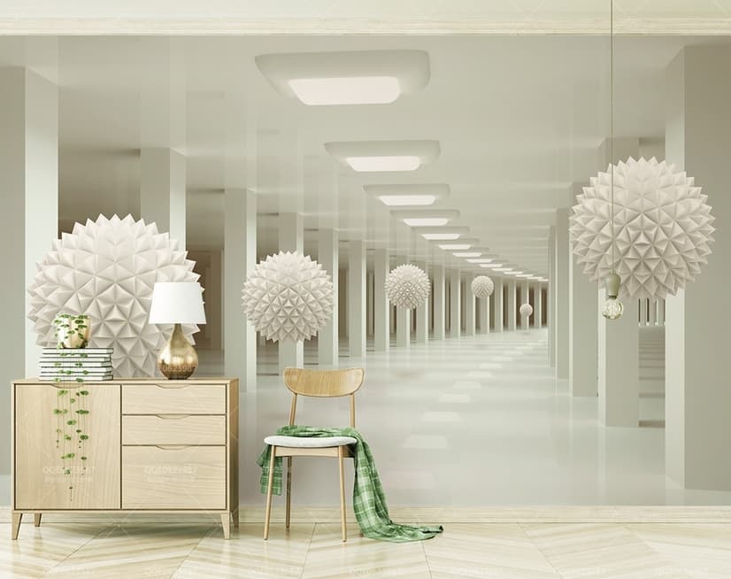 Abstract Corridor and Nordic Ball Wallpaper Mural