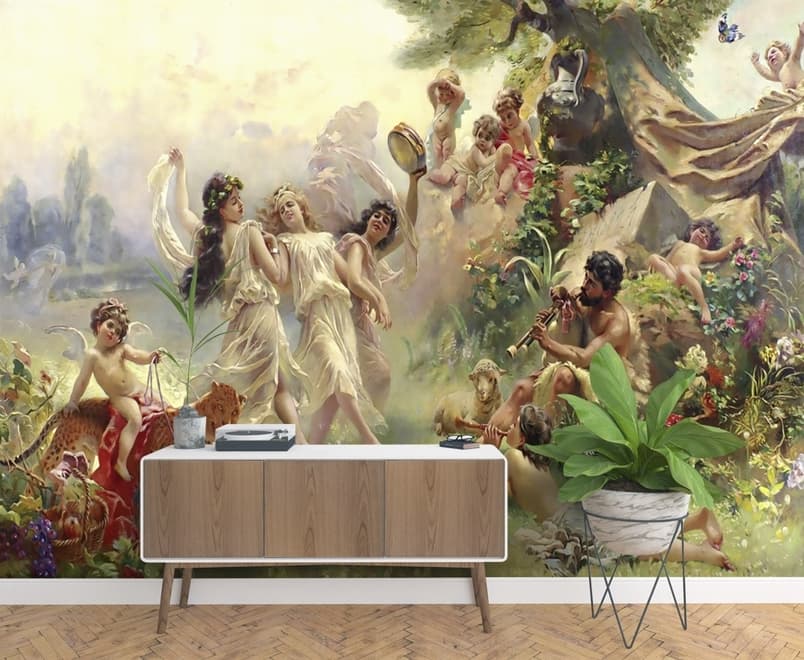 Oil Painting Abstract Angel Wallpaper Mural
