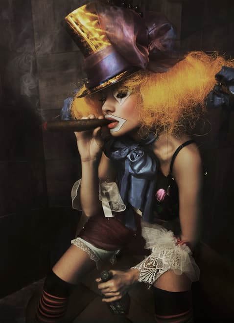 Girl Clown with a Cigar Wallpaper Mural