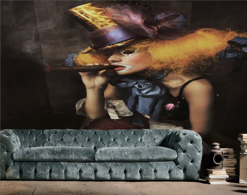 Girl Clown with a Cigar Wallpaper Mural