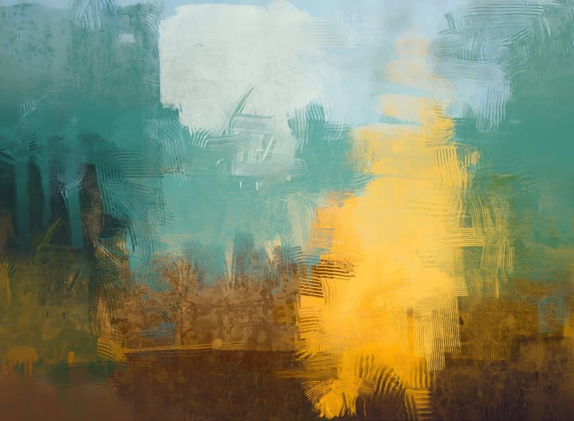 Watercolor Style Green Yellow Abstract Painting Wallpaper Mural