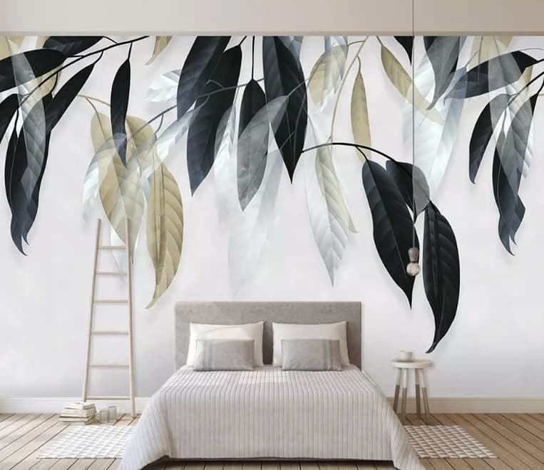 Dark Vintage Leaves Wallpaper Mural