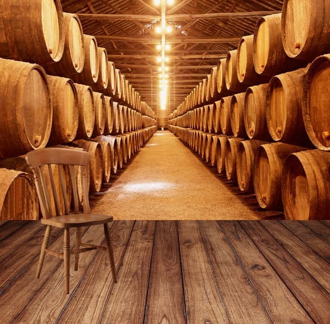 Papier peint panoramique tonneau de bière et de vin