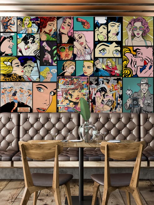 Comic Pop Art Faces Wallpaper Mural