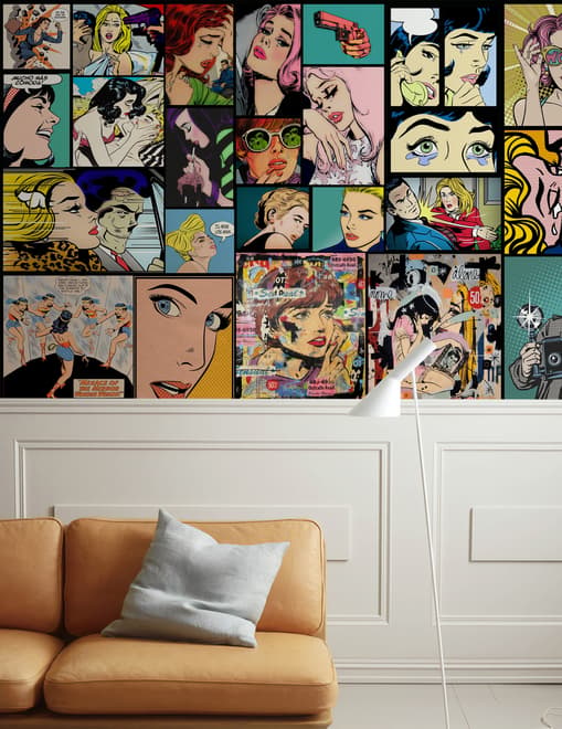 Comic Pop Art Faces Wallpaper Mural