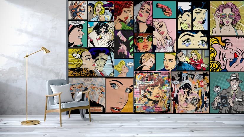 Comic Pop Art Faces Wallpaper Mural
