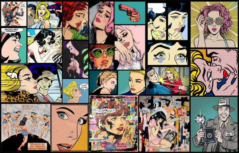 Comic Pop Art Faces Wallpaper Mural
