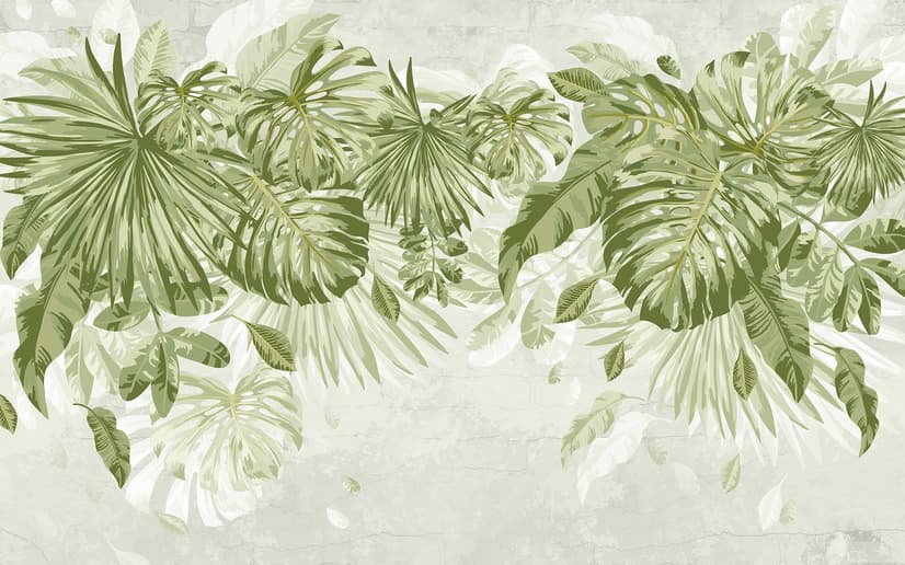 Watercolor Tropical Leaves Wallpaper Mural