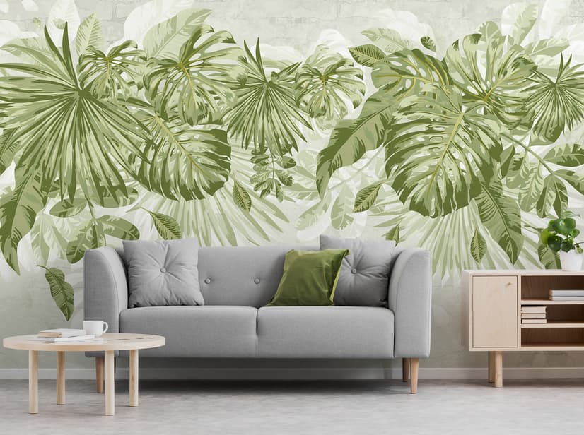 Watercolor Tropical Leaves Wallpaper Mural