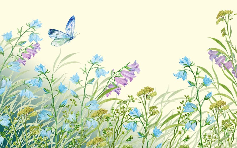 Papier peint panoramique jardin fleuri violet
