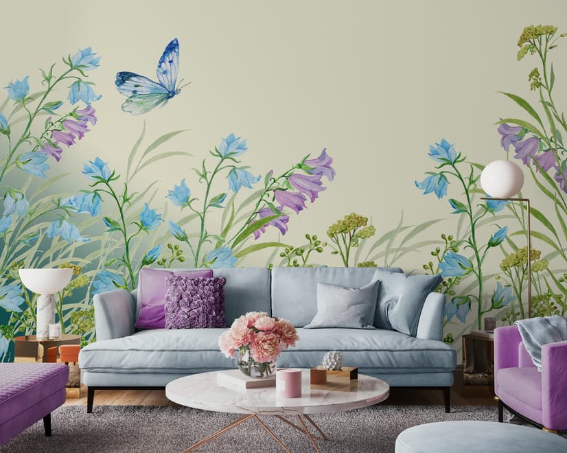 Purple Floral Garden Wallpaper Mural