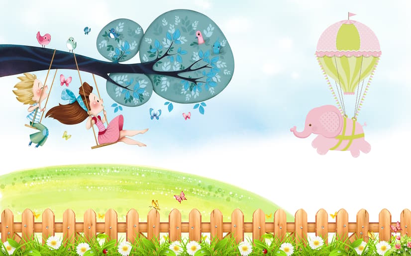 Little Child and Swing Wallpaper Mural