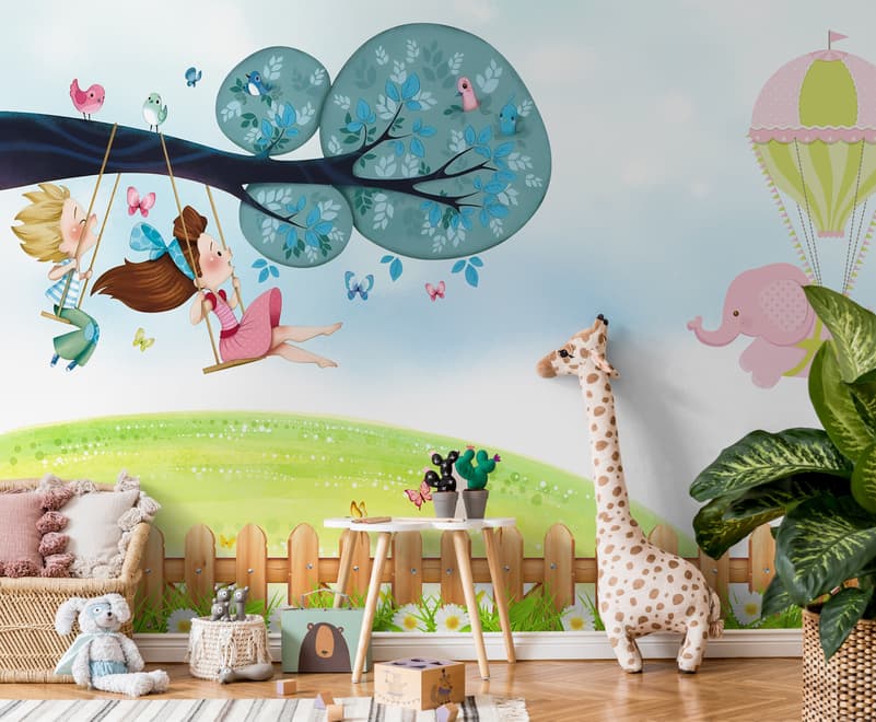 Little Child and Swing Wallpaper Mural
