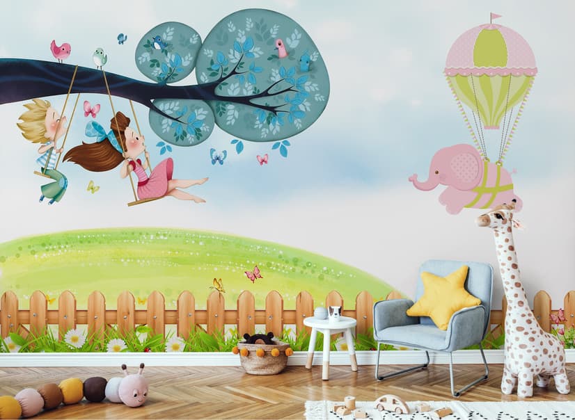 Little Child and Swing Wallpaper Mural