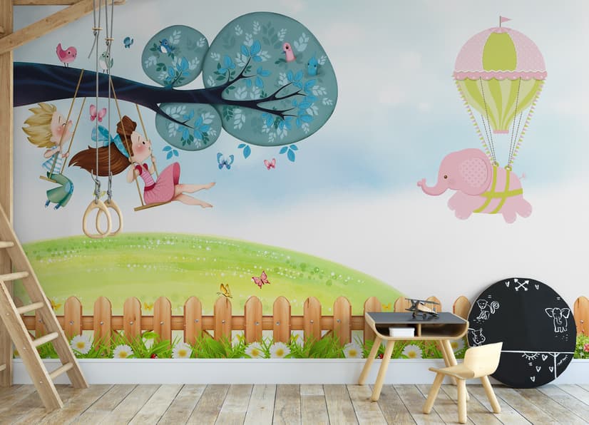 Little Child and Swing Wallpaper Mural
