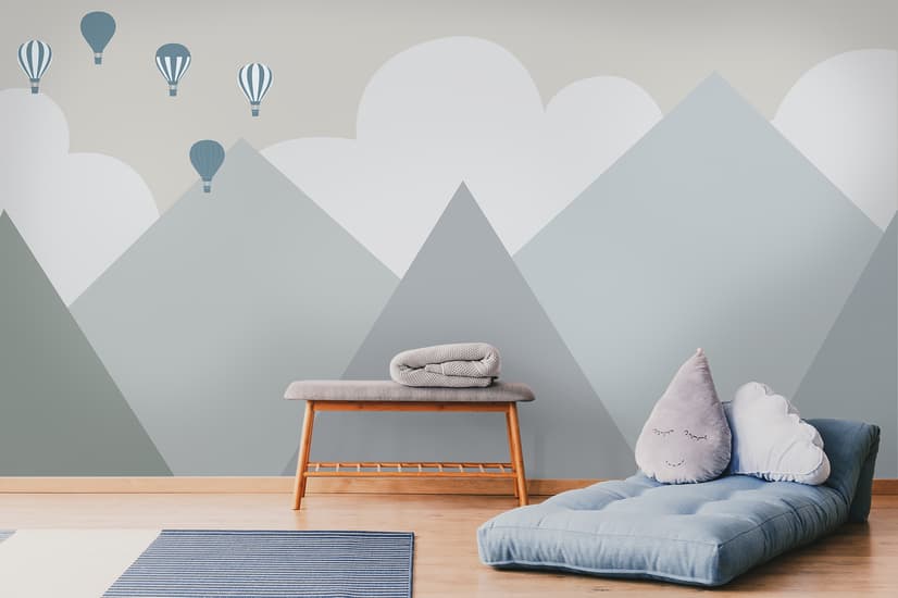 Cartoon Mountainscape Wallpaper Mural