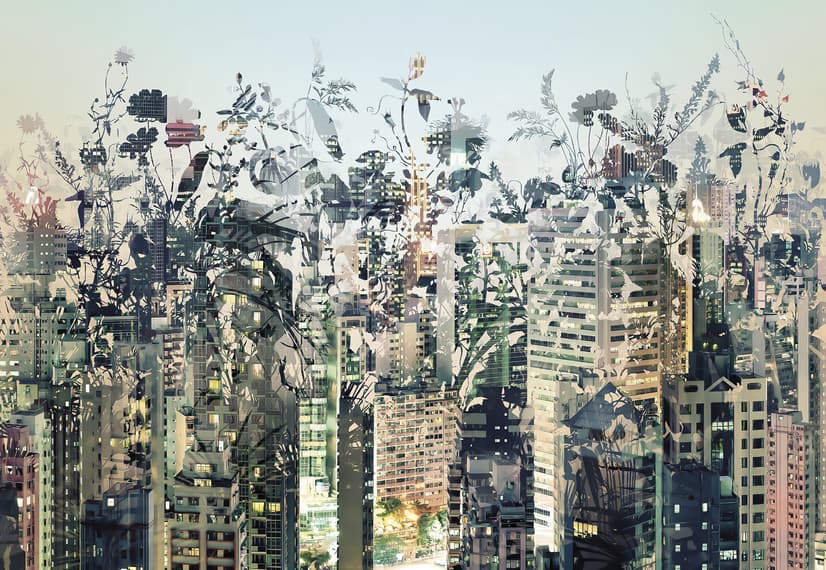Abstract City Landscape Wallpaper Mural